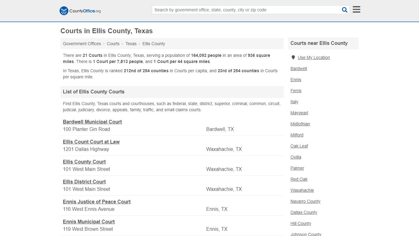 Courts - Ellis County, TX (Court Records & Calendars)