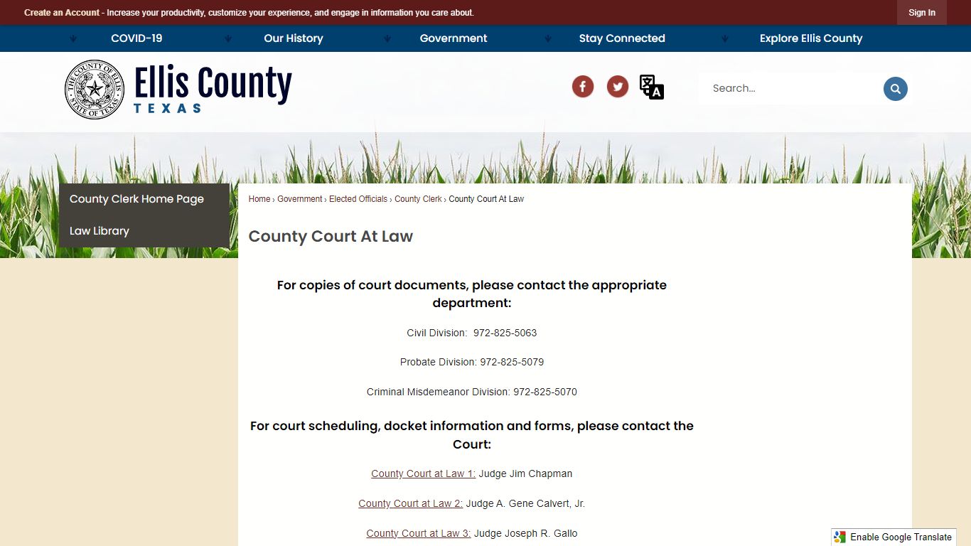 County Court At Law | Ellis County, TX Official Website